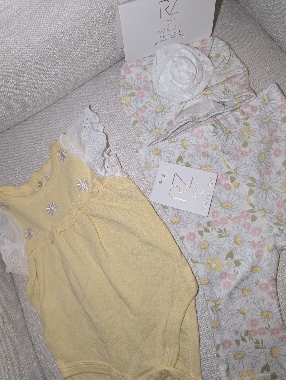 Rachel Zoe Yellow Baby Bodysuit with Pants & Hat